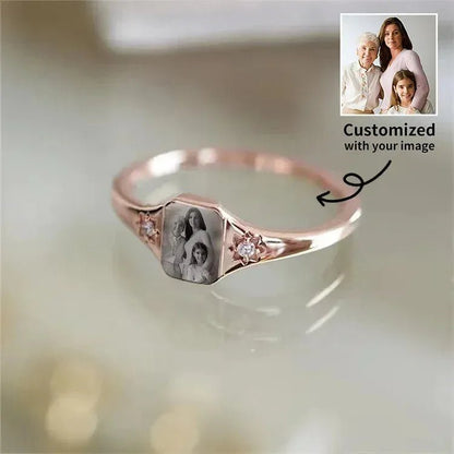Personalized Birthstone Photo Ring | Custom Picture Keepsake - My Tiny Memories