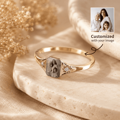 Personalized Birthstone Photo Ring | Custom Picture Keepsake - My Tiny Memories