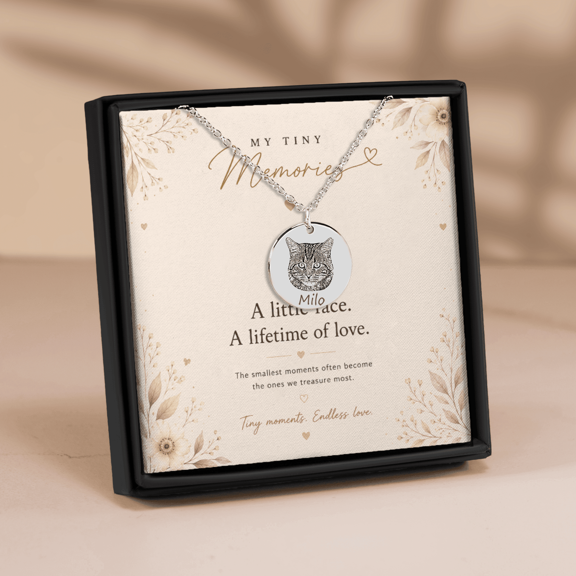 Personalized Cat Portrait Necklace | Custom Pet Keepsake Gift - My Tiny Memories
