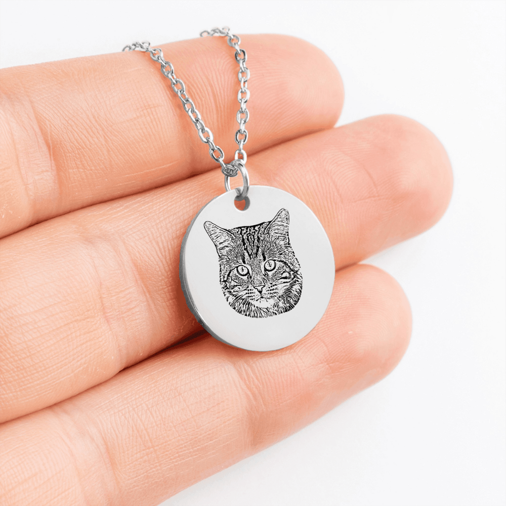 Personalized Cat Portrait Necklace | Custom Pet Keepsake Gift - My Tiny Memories