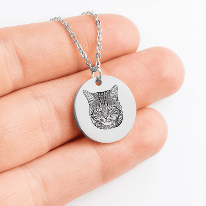 Personalized Cat Portrait Necklace | Custom Pet Keepsake Gift - My Tiny Memories