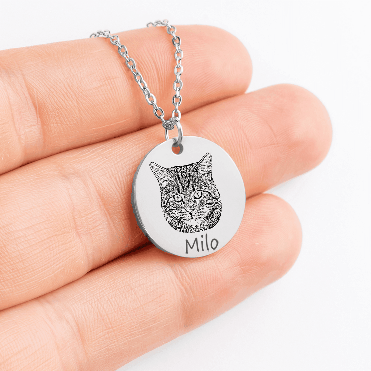 Personalized Cat Portrait Necklace | Custom Pet Keepsake Gift - My Tiny Memories
