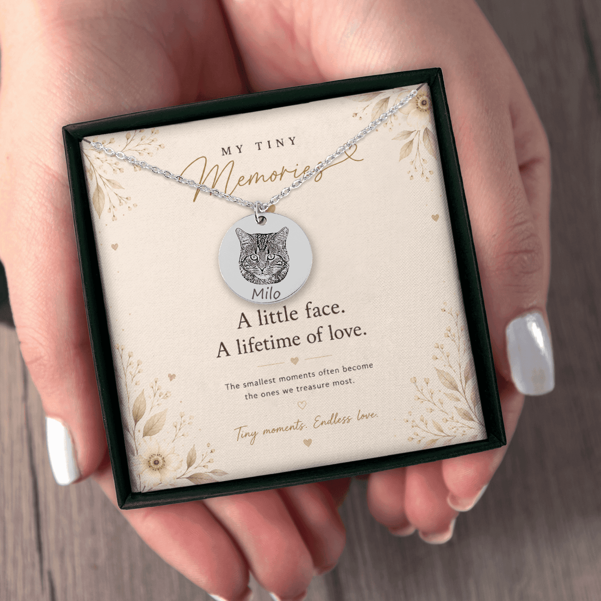 Personalized Cat Portrait Necklace | Custom Pet Keepsake Gift - My Tiny Memories