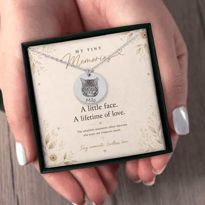 Personalized Cat Portrait Necklace | Custom Pet Keepsake Gift - My Tiny Memories
