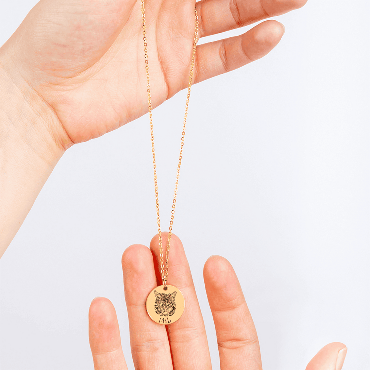 Personalized Cat Portrait Necklace | Custom Pet Keepsake Gift - My Tiny Memories