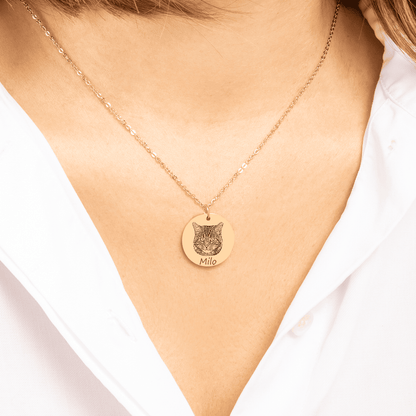 Personalized Cat Portrait Necklace | Custom Pet Keepsake Gift - My Tiny Memories