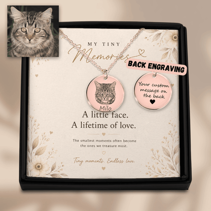 Personalized Cat Portrait Necklace | Custom Pet Keepsake Gift - My Tiny Memories