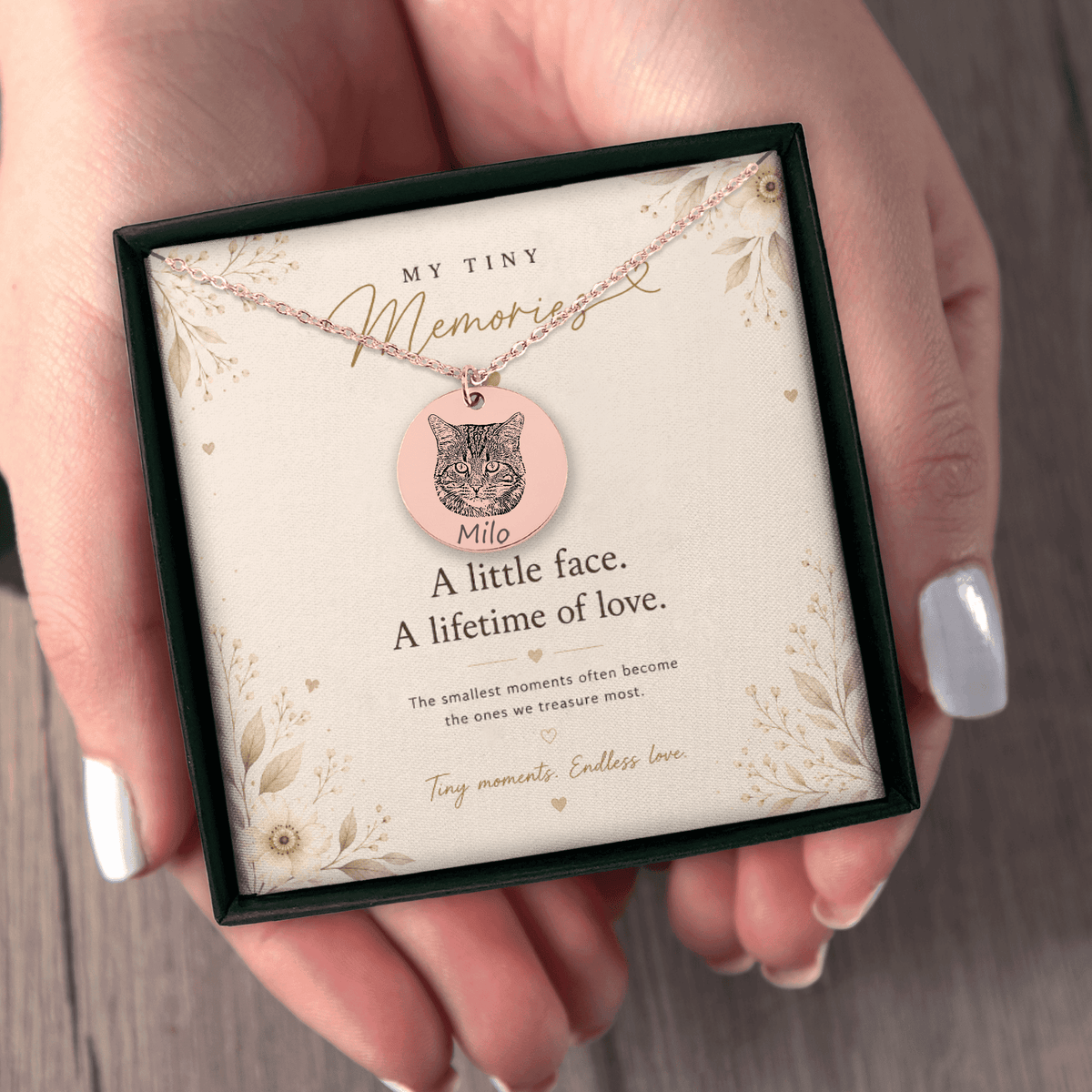 Personalized Cat Portrait Necklace | Custom Pet Keepsake Gift - My Tiny Memories