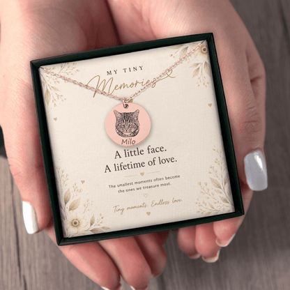 Personalized Cat Portrait Necklace | Custom Pet Keepsake Gift - My Tiny Memories
