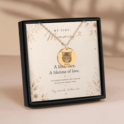 Personalized Cat Portrait Necklace | Custom Pet Keepsake Gift - My Tiny Memories
