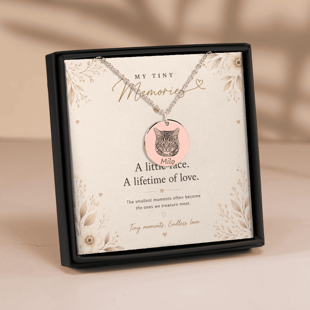 Personalized Cat Portrait Necklace | Custom Pet Keepsake Gift - My Tiny Memories