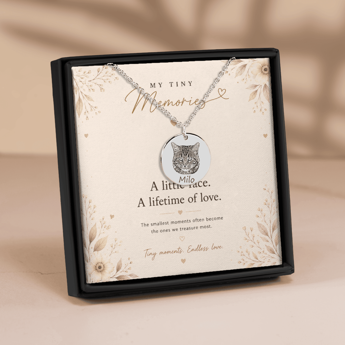 Personalized Cat Portrait Necklace | Custom Pet Keepsake Gift - My Tiny Memories