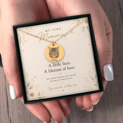 Personalized Cat Portrait Necklace | Custom Pet Keepsake Gift - My Tiny Memories