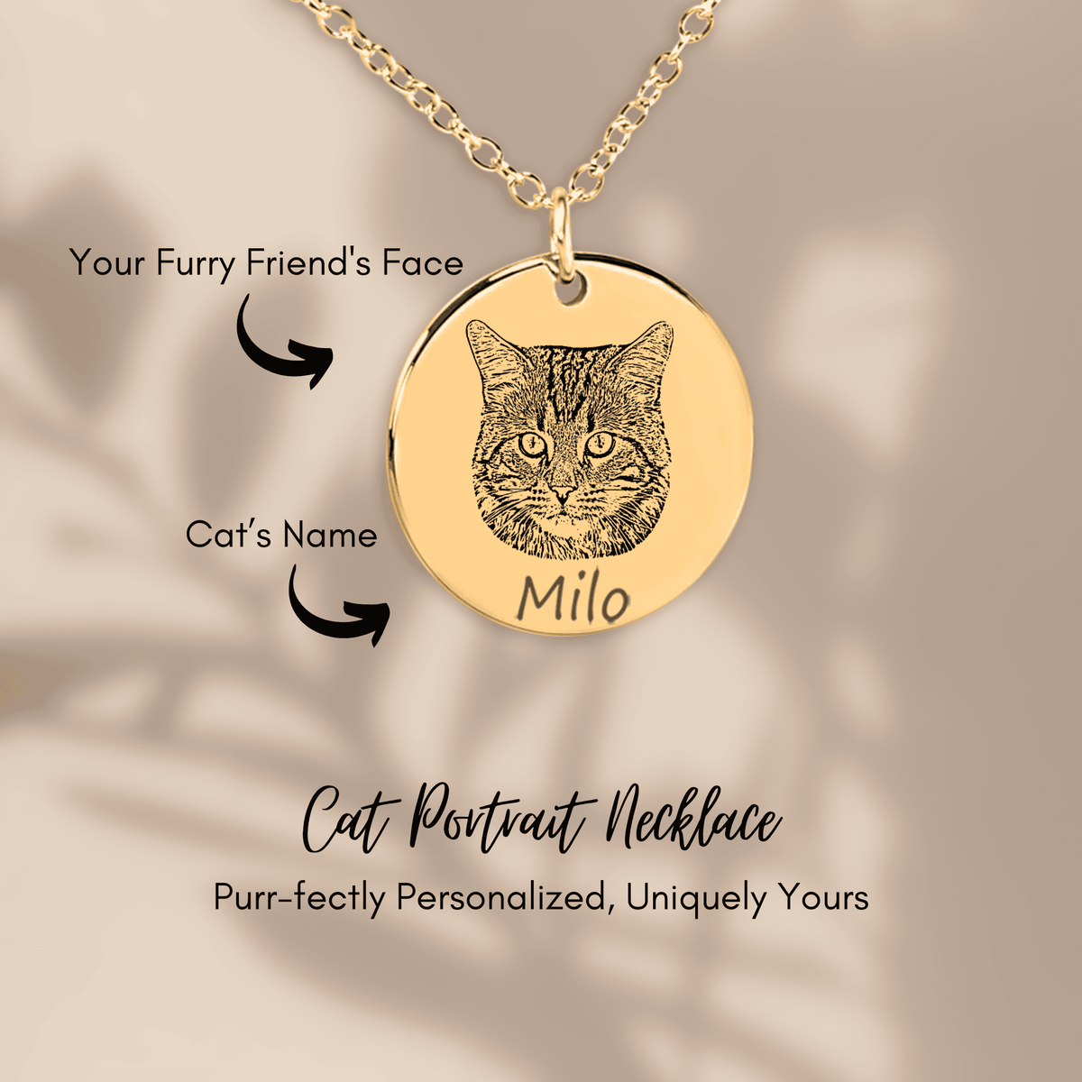 Personalized Cat Portrait Necklace | Custom Pet Keepsake Gift - My Tiny Memories