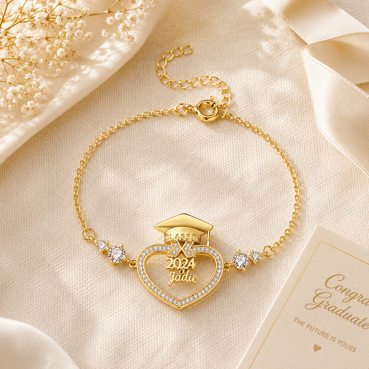 Personalized Graduation Cap Bracelet with Name | Custom Graduation Keepsake Gift - My Tiny Memories