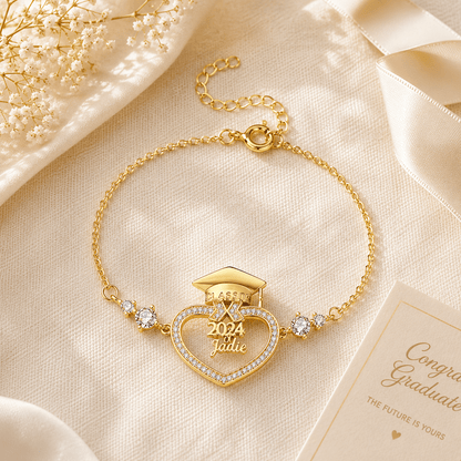 Personalized Graduation Cap Bracelet with Name | Custom Graduation Keepsake Gift - My Tiny Memories