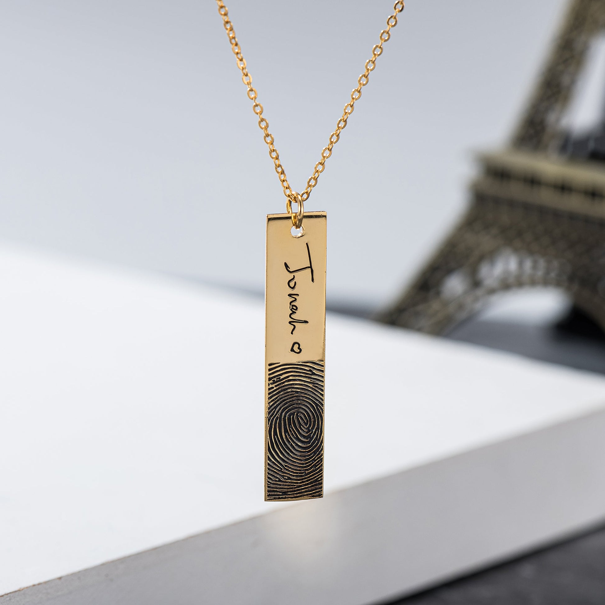 Personalized Handwritten Signature Necklace | Custom Engraved Bar Keepsake - My Tiny Memories
