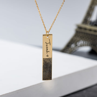 Personalized Handwritten Signature Necklace | Custom Engraved Bar Keepsake - My Tiny Memories