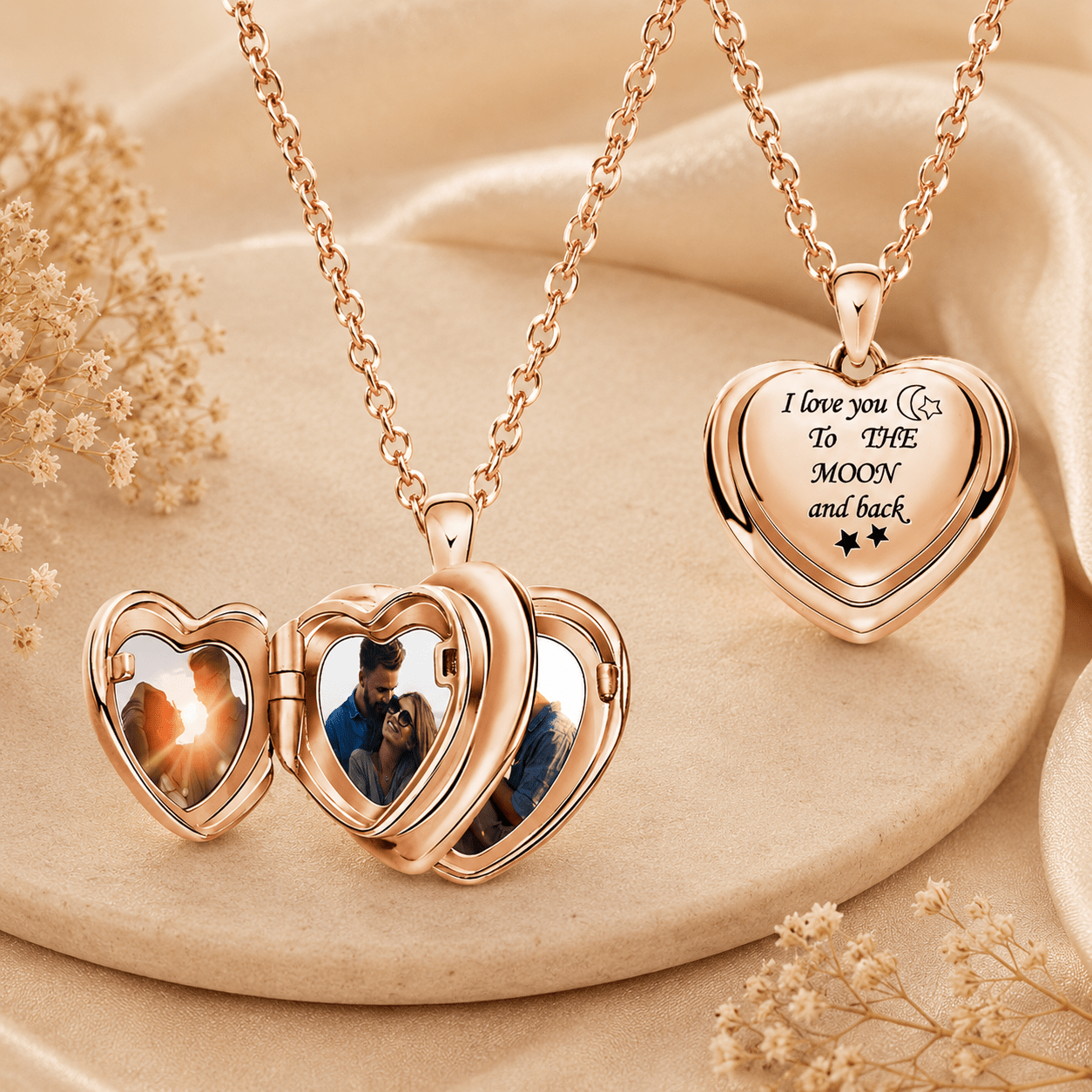 Personalized Heart Locket Necklace – Custom Photo Keepsake Gift for Couples - My Tiny Memories