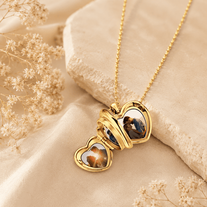 Personalized Heart Locket Necklace – Custom Photo Keepsake Gift for Couples - My Tiny Memories