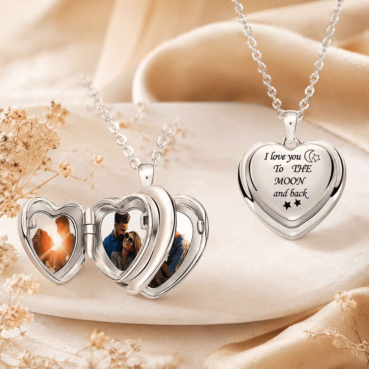 Personalized Heart Locket Necklace – Custom Photo Keepsake Gift for Couples - My Tiny Memories