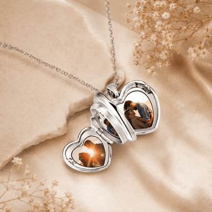 Personalized Heart Locket Necklace – Custom Photo Keepsake Gift for Couples - My Tiny Memories