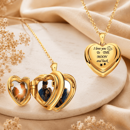 Personalized Heart Locket Necklace – Custom Photo Keepsake Gift for Couples - My Tiny Memories