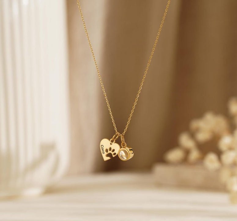Personalized Heart & Paw Print Photo Necklace | Custom Pet Keepsake Gift - My Tiny Memories