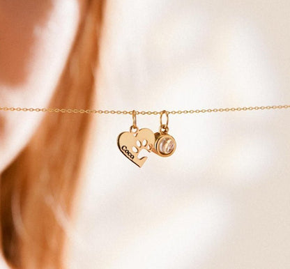 Personalized Heart & Paw Print Photo Necklace | Custom Pet Keepsake Gift - My Tiny Memories