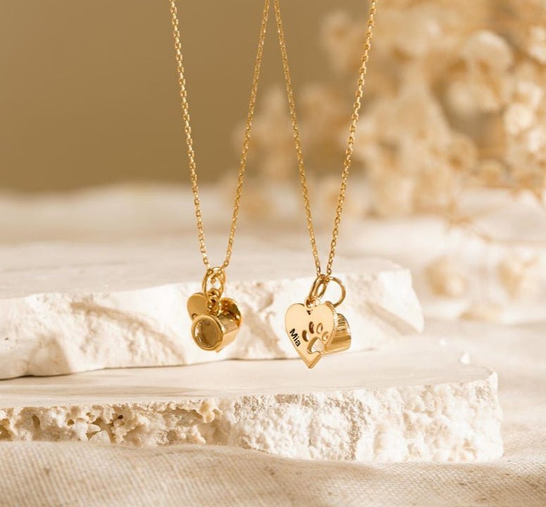 Personalized Heart & Paw Print Photo Necklace | Custom Pet Keepsake Gift - My Tiny Memories