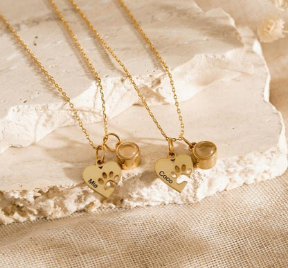 Personalized Heart & Paw Print Photo Necklace | Custom Pet Keepsake Gift - My Tiny Memories