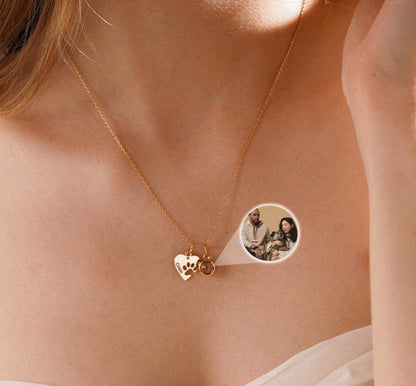 Personalized Heart & Paw Print Photo Necklace | Custom Pet Keepsake Gift - My Tiny Memories