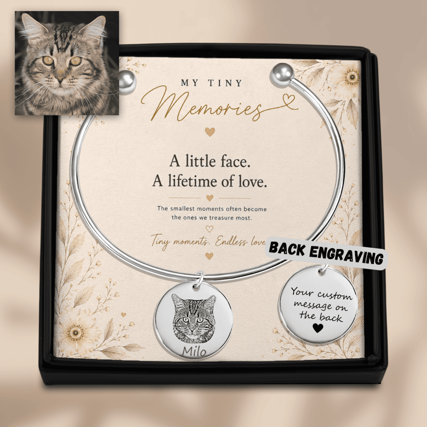 Personalized Pet Photo Bangle Bracelet - My Tiny Memories