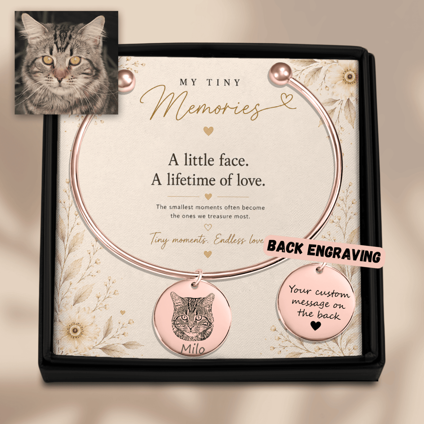 Personalized Pet Photo Bangle Bracelet - My Tiny Memories