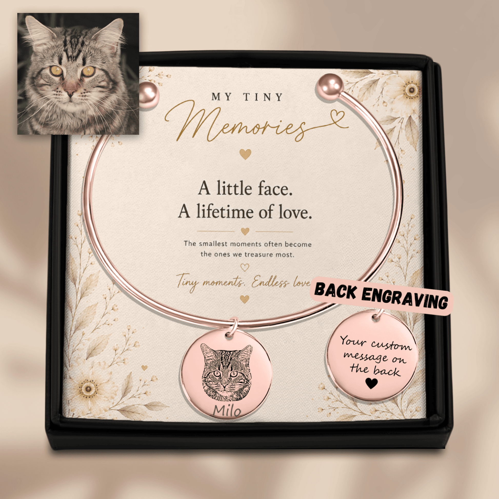 Personalized Pet Photo Bangle Bracelet - My Tiny Memories