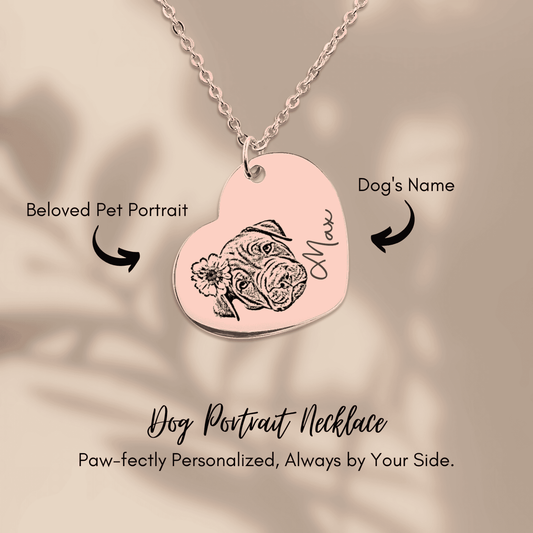 Personalized Pet Portrait Heart Necklace | Custom Photo Keepsake - My Tiny Memories