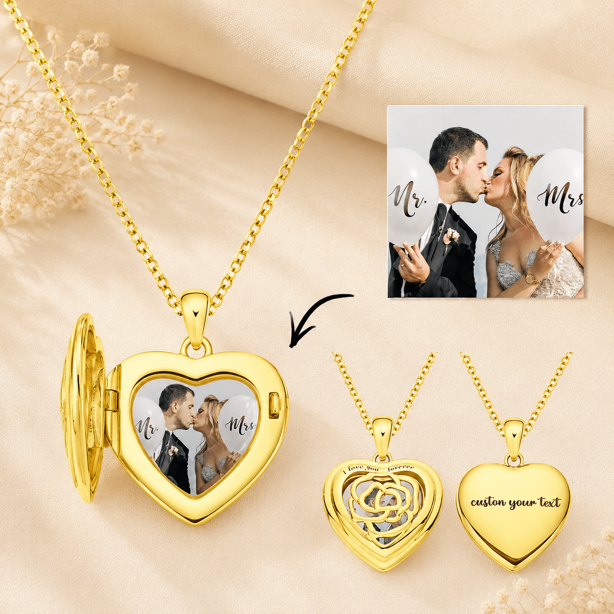 Personalized Photo Heart Locket Necklace - My Tiny Memories