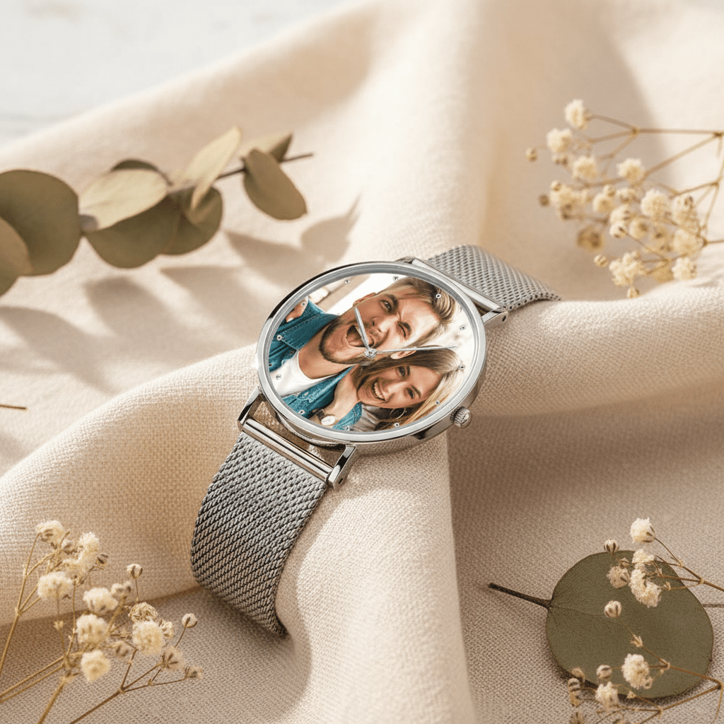 Personalized Photo Watch | Women's Engraved Mesh Bracelet Watch Gift - My Tiny Memories