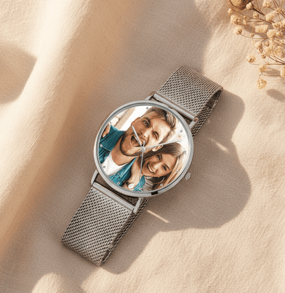 Personalized Photo Watch | Women's Engraved Mesh Bracelet Watch Gift - My Tiny Memories