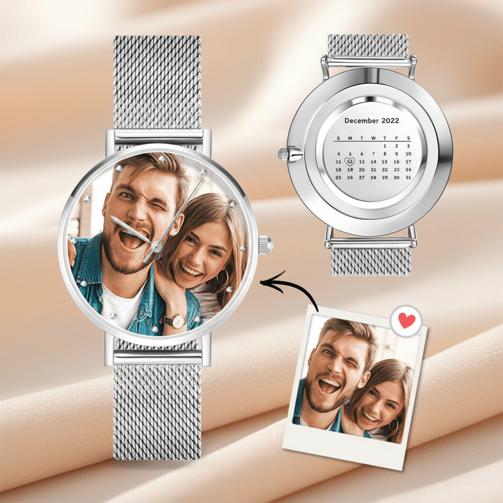 Personalized Photo Watch | Women's Engraved Mesh Bracelet Watch Gift - My Tiny Memories