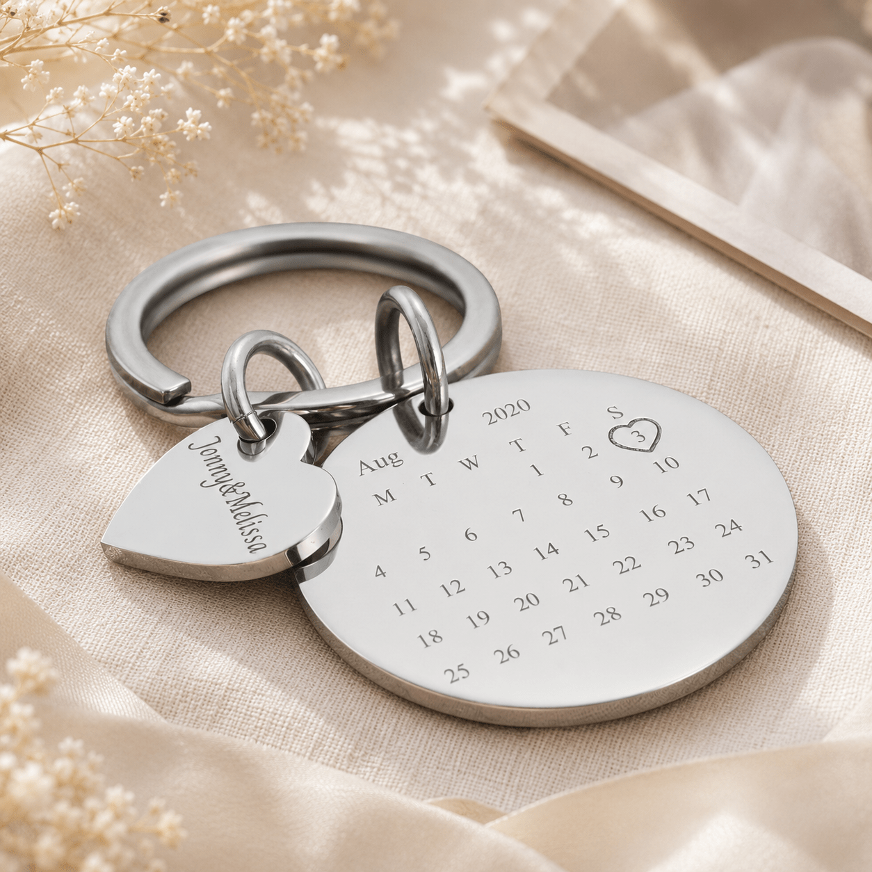 Personalized Wedding & Anniversary Calendar Keychain | Custom Date Keepsake Gift - My Tiny Memories