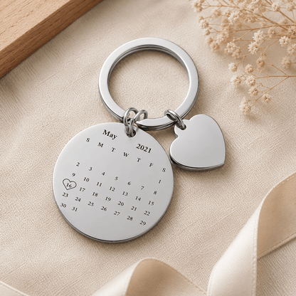 Personalized Wedding & Anniversary Calendar Keychain | Custom Date Keepsake Gift - My Tiny Memories