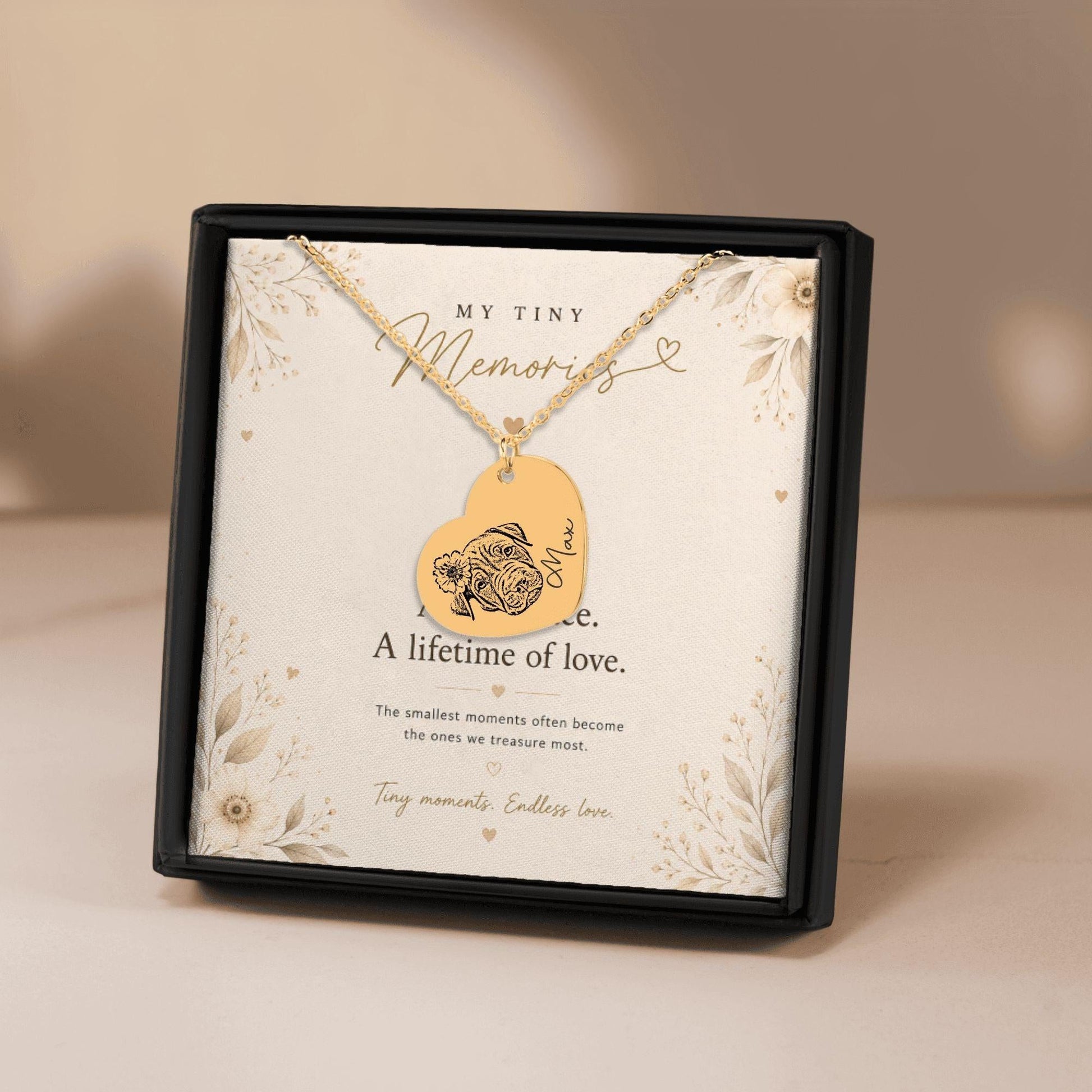 Pet Portrait Heart Necklace - My Tiny Memories