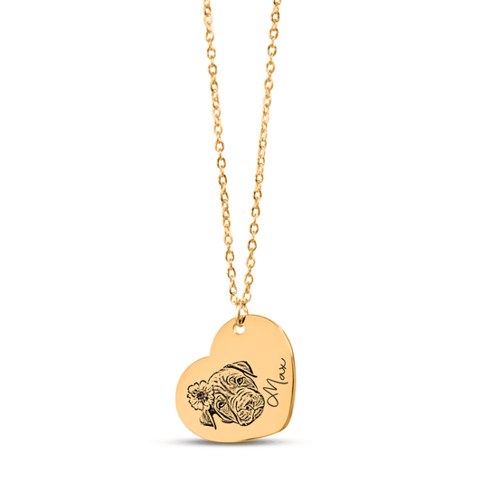 Pet Portrait Heart Necklace - My Tiny Memories
