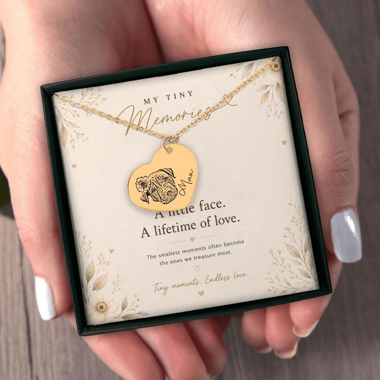 Pet Portrait Heart Necklace - My Tiny Memories