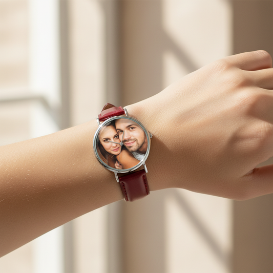 Red Leather Watch on Wrist