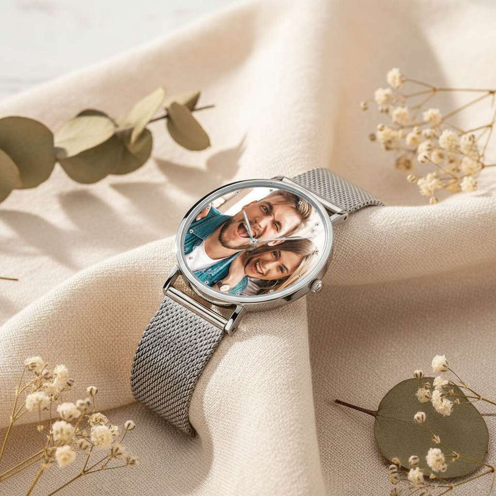 Women's Mesh Watch on Linen with Dried Flowers